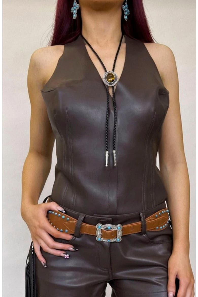 Milton Bolo Necklace, Alternate, color, BROWN