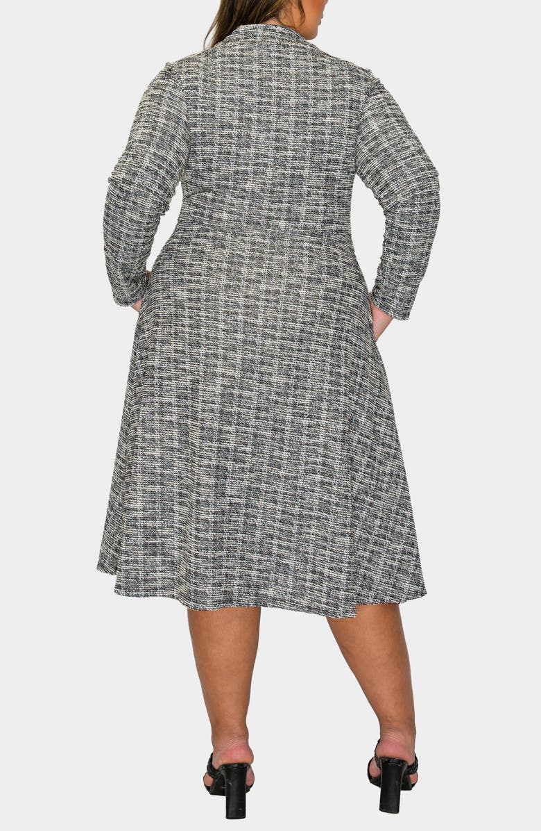 L I V D Chelsea Long Sleeve Tweed Midi Dress, Alternate, color, Black