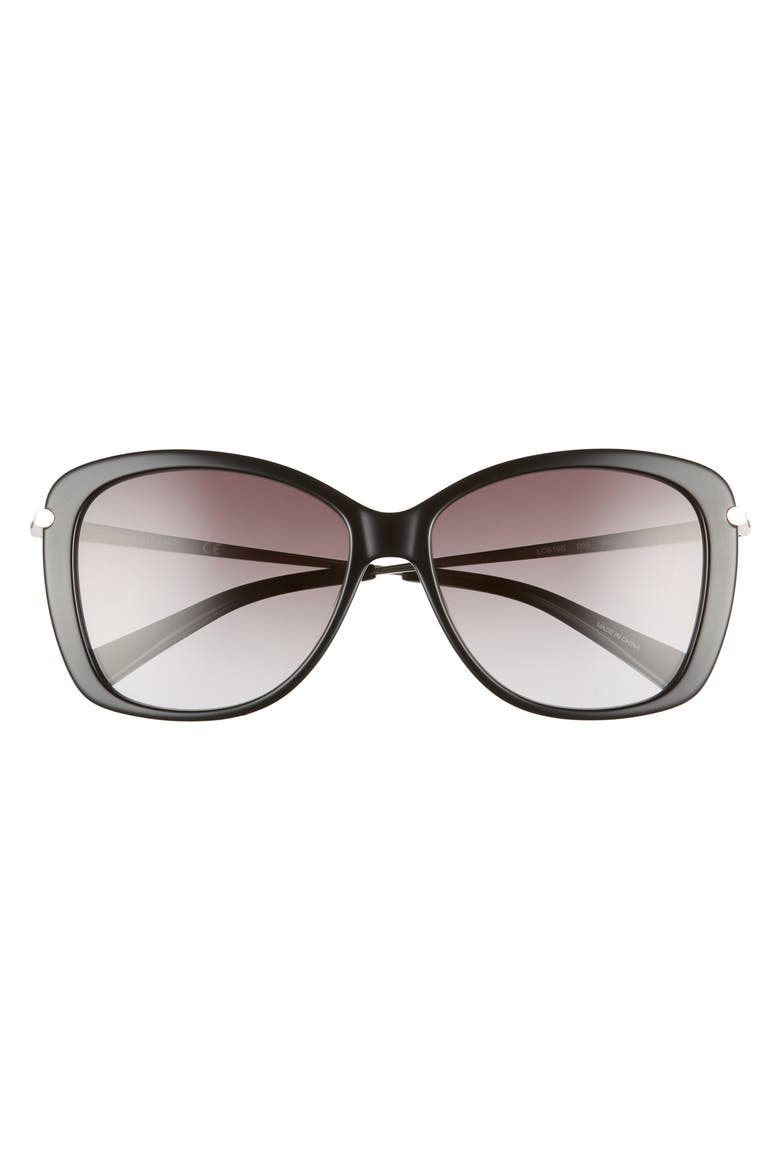 56mm Gradient Lens Butterfly Sunglasses, Alternate, color, EBONY/ BLACK