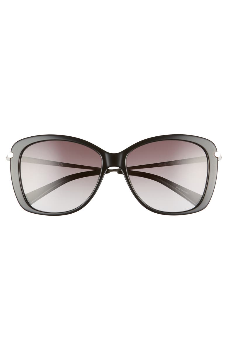 Longchamp 56mm Gradient Lens Butterfly Sunglasses, Alternate, color, Ebony/ Black