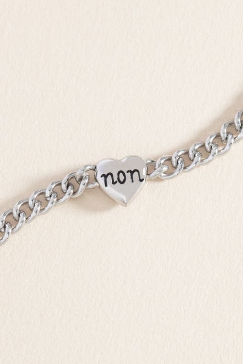 Alex And Ani Oui Non Heart Inline Bracelet In Silver