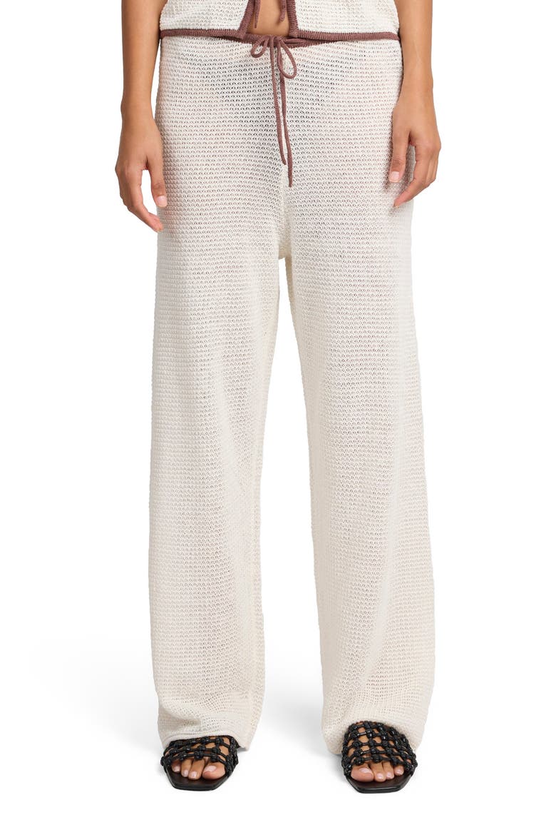 Linen Knit Drawstring Pant, Alternate, color, EGRET/CPPUCCINO
