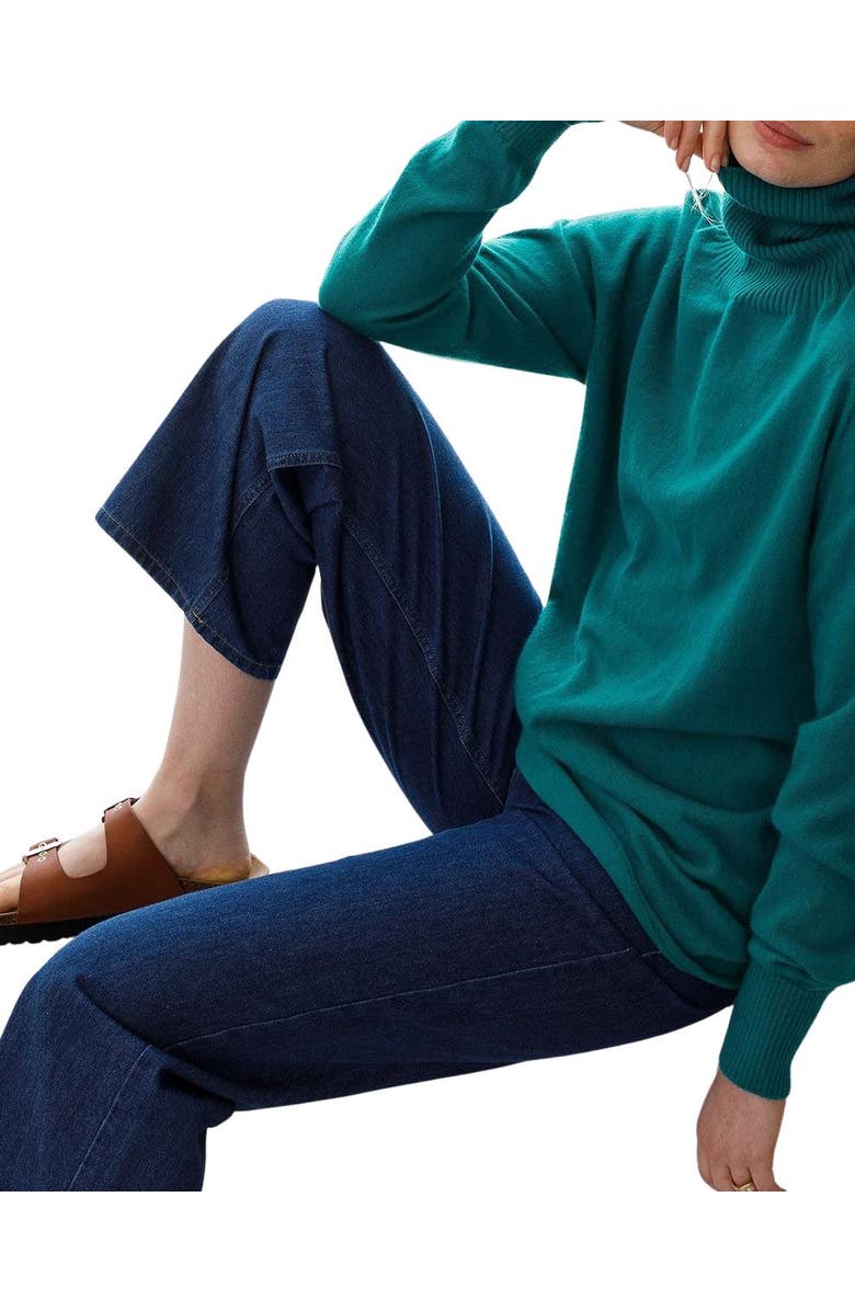 Celtic & Co. Geelong Wool Slouch Turtleneck Sweater, Alternate, color, Sea Green