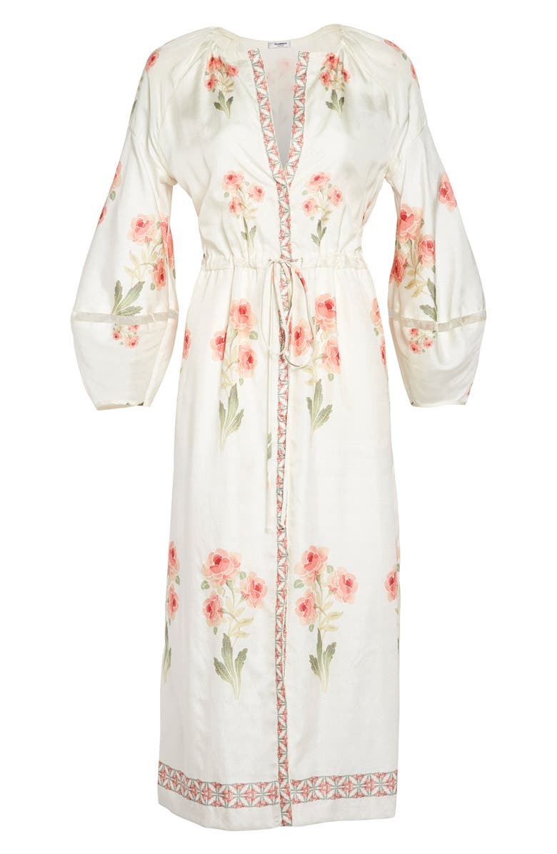 VILSHENKO 'Penny' Rose Print Raw Silk Midi Dress, Alternate, color, 