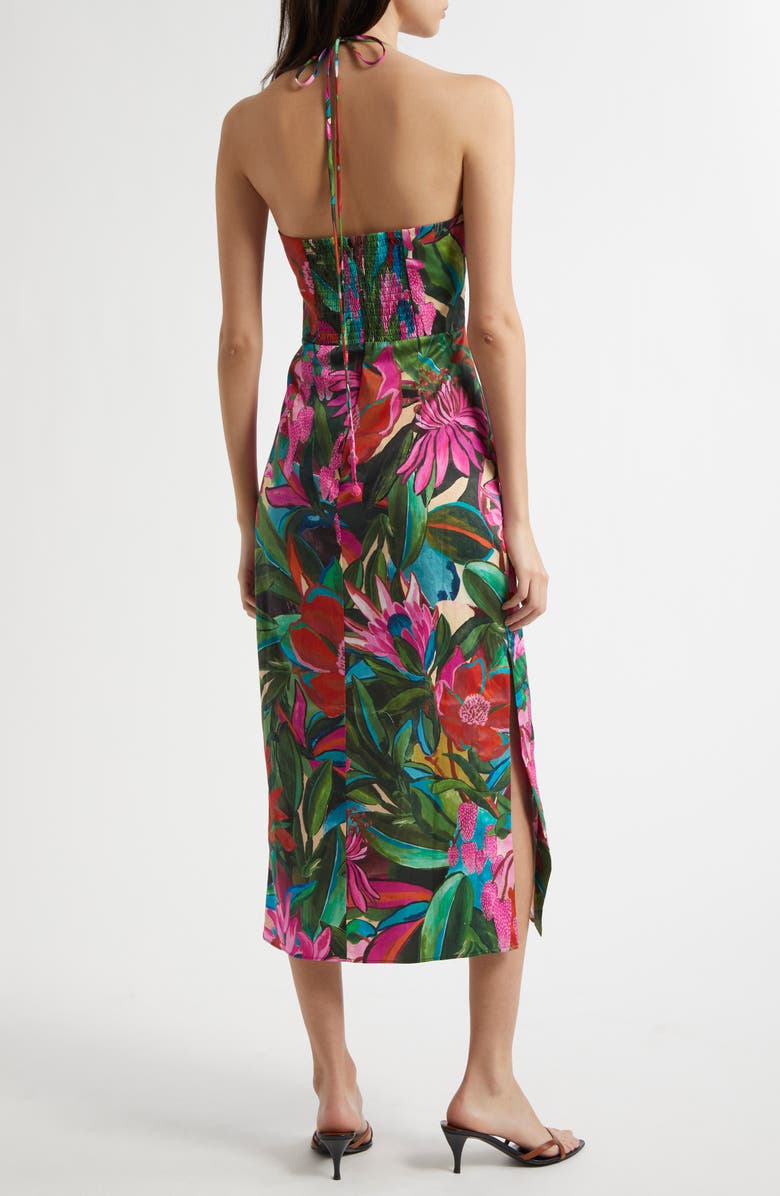 FARM Rio Jardin de Reve Cotton Midi Halter Dress, Alternate, color, 