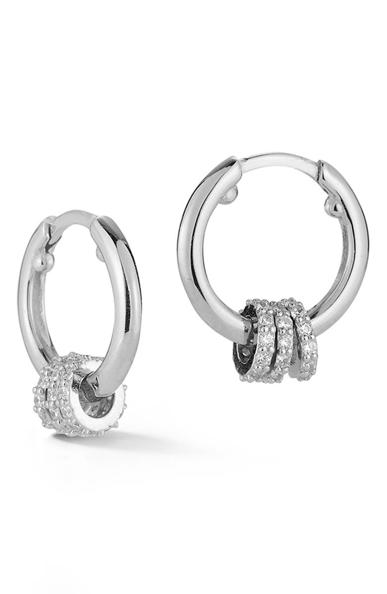 GLAZE JEWELRY Cubic Zirconia Ring Huggie Hoop Earrings, Main, color,