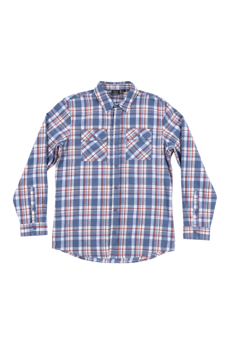 Plaid Flannel Button-Up Shirt, Main, color, BLUE ECRU
