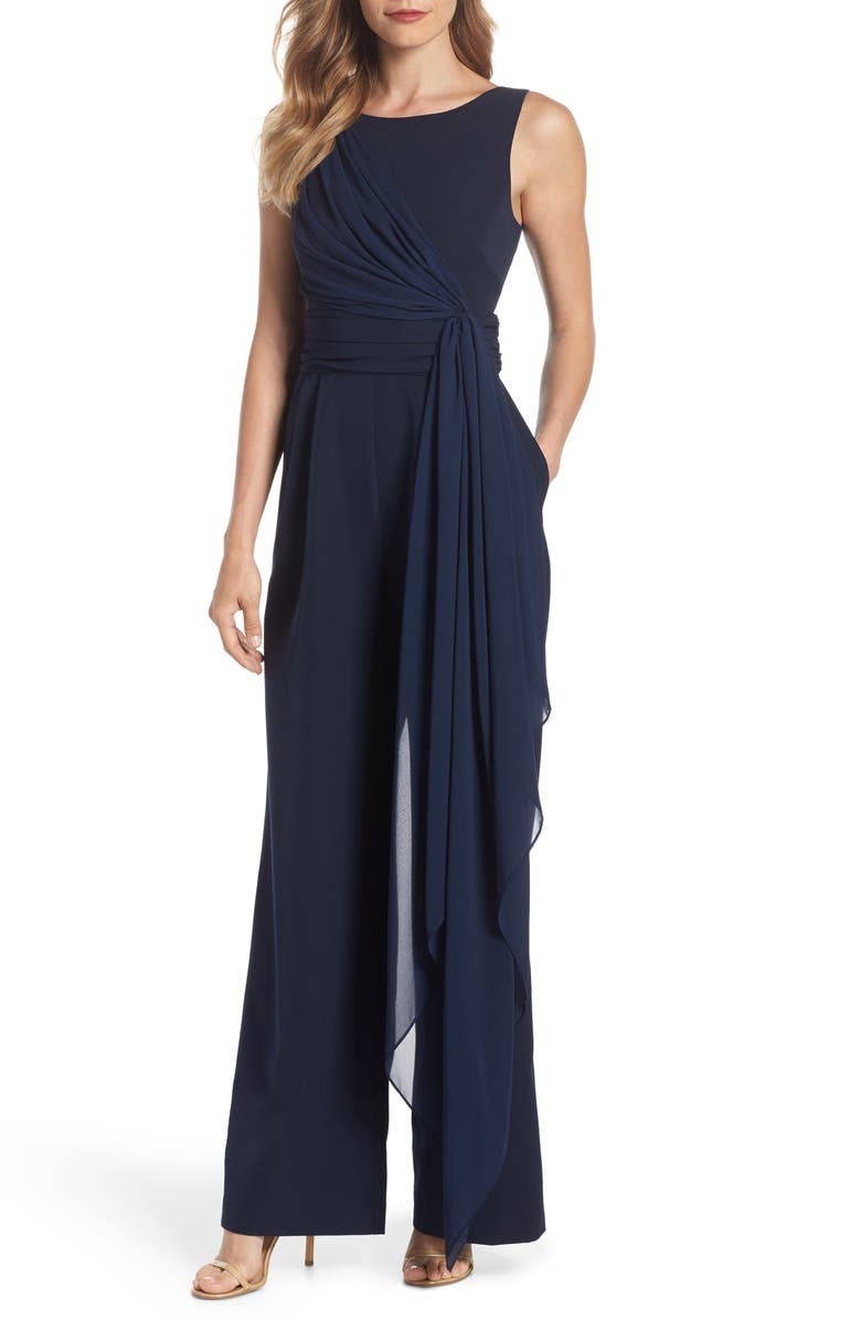 Eliza J Cascading Tie Jumpsuit, Main, color, 