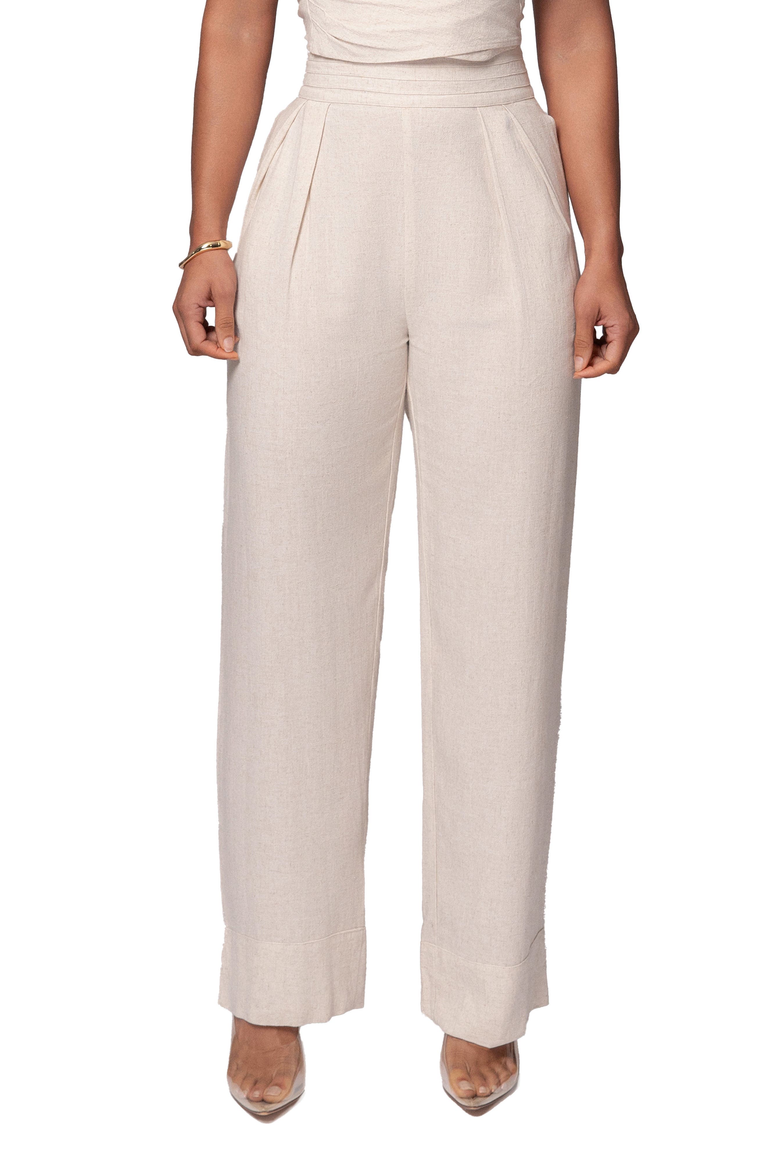 JLUXLABEL Villa Views High Waist Pants in Beige 
