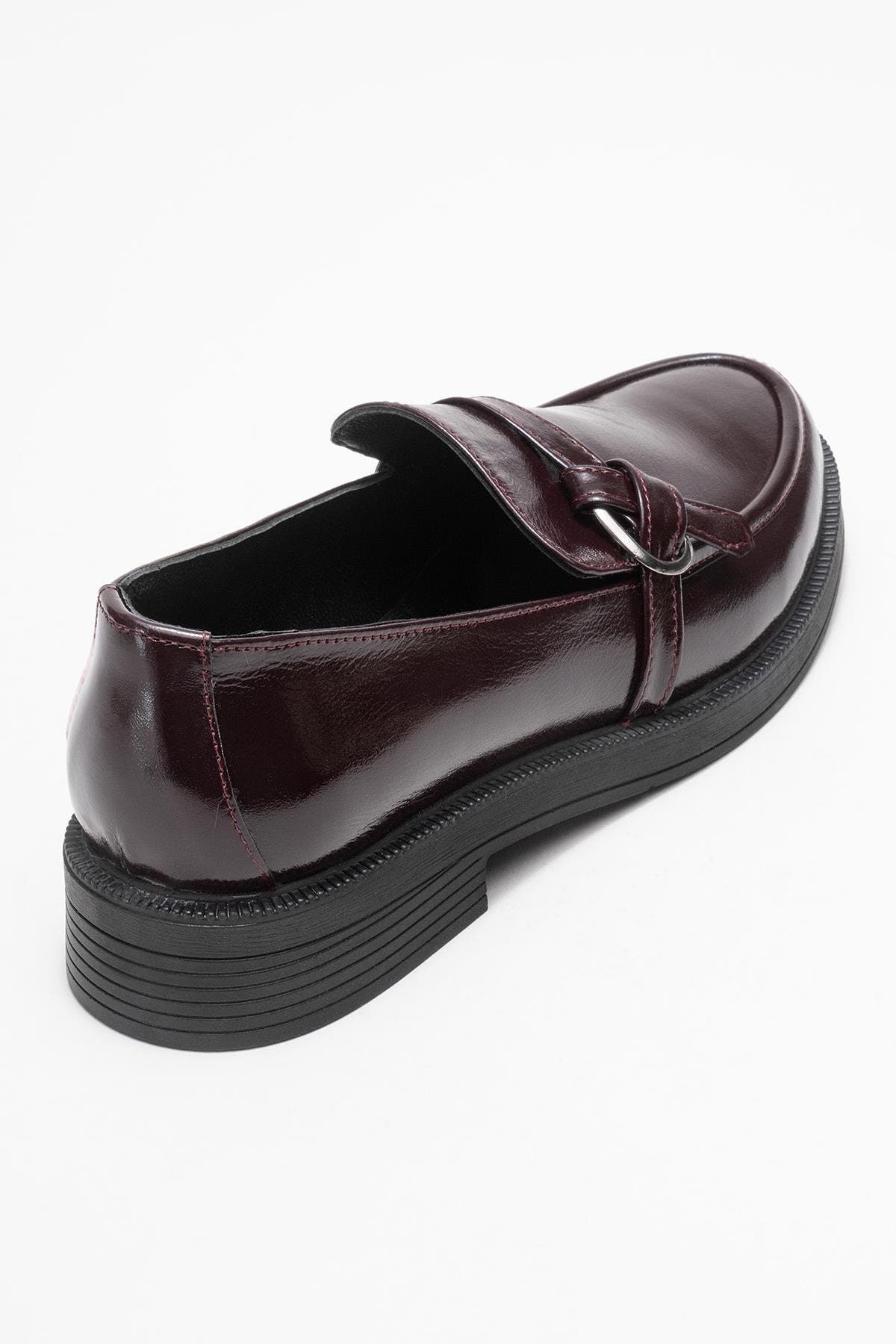 Galea Buckled Leather Loafers, Alternate, color, Burgundy Patent Leather