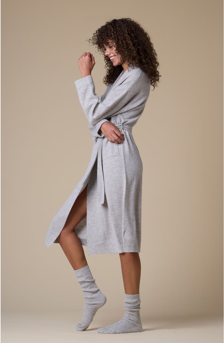 KIP Pure Cashmere Long Robe, Alternate, color, Dove Grey