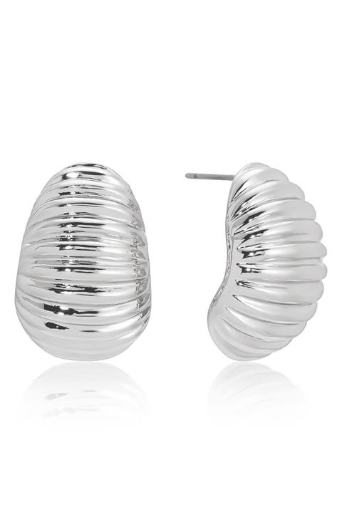 Textured Dome Half Hoop Earrings