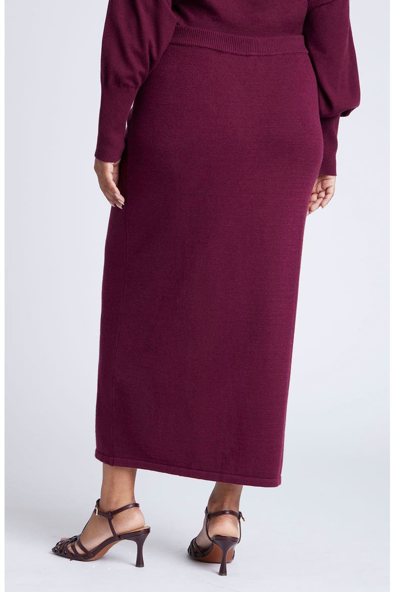 Sweater Column Skirt, Alternate, color, RED