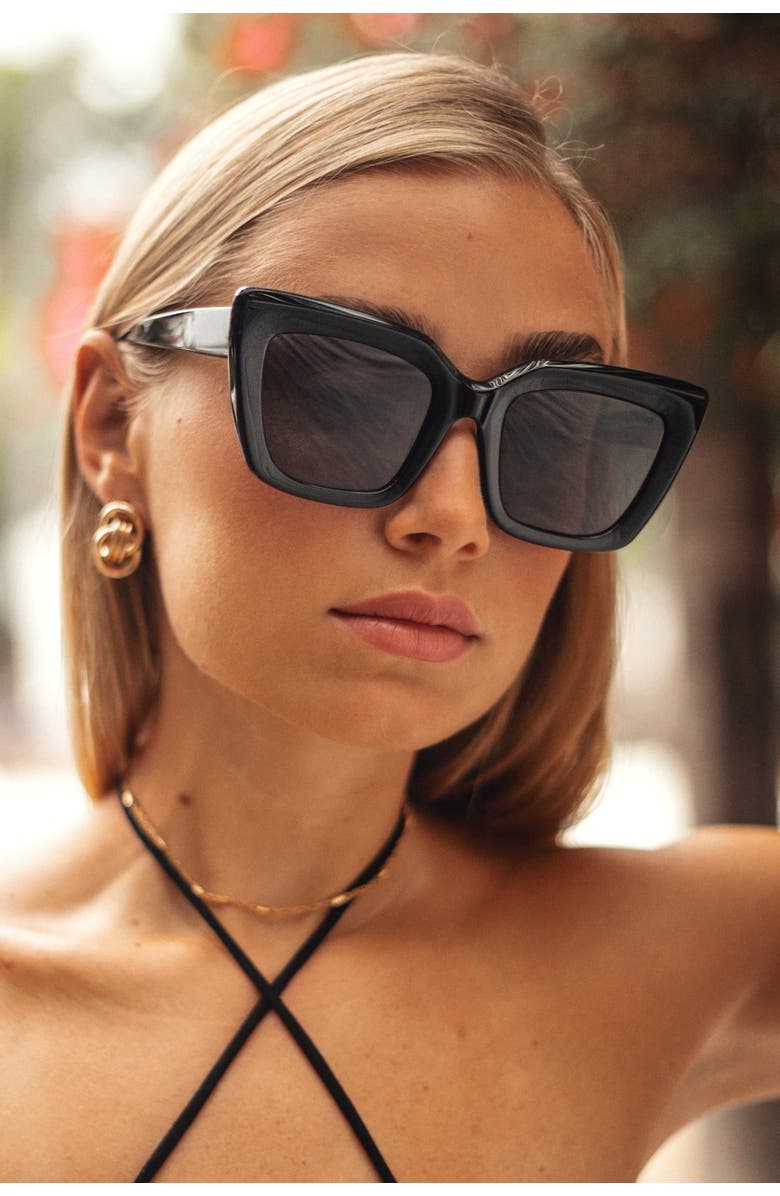 FREYRS Eyewear Portofino Cat Eye Sunglasses, Alternate, color, Black