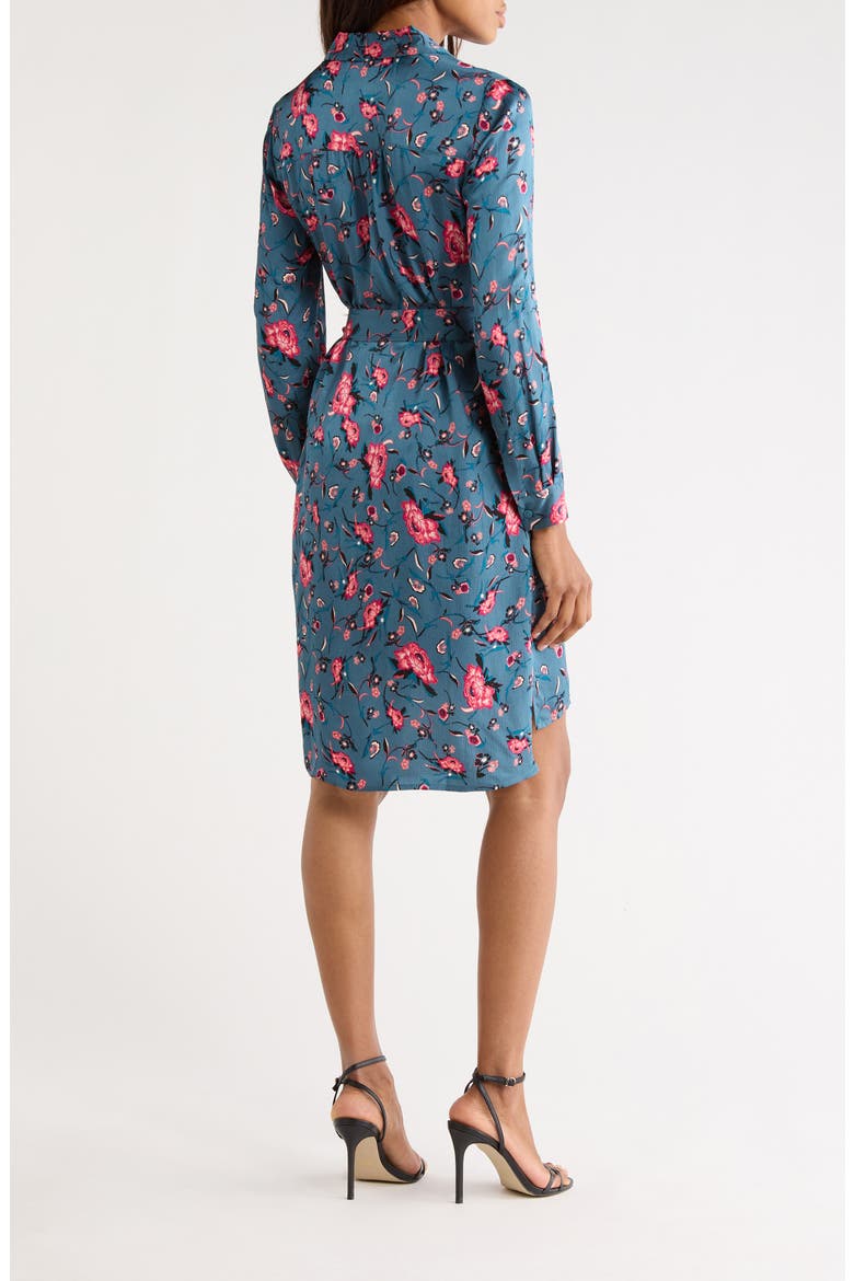 Prita Floral Long Sleeve Shirtdress, Alternate, color, DANCING ROSE PETROL MIX