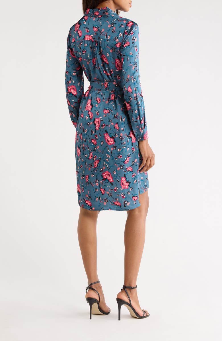 Diane von Furstenberg Prita Floral Long Sleeve Shirtdress, Alternate, color, Dancing Rose Petrol Mix