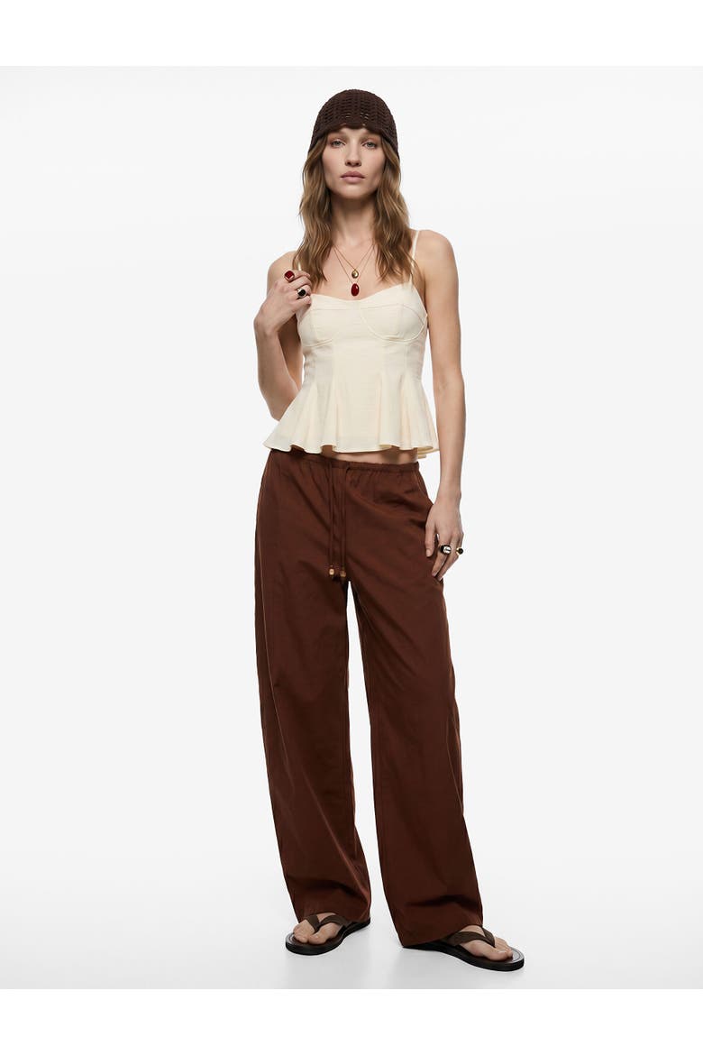 Structured Fitted Strappy Peplum Top, Alternate, color, BEIGE