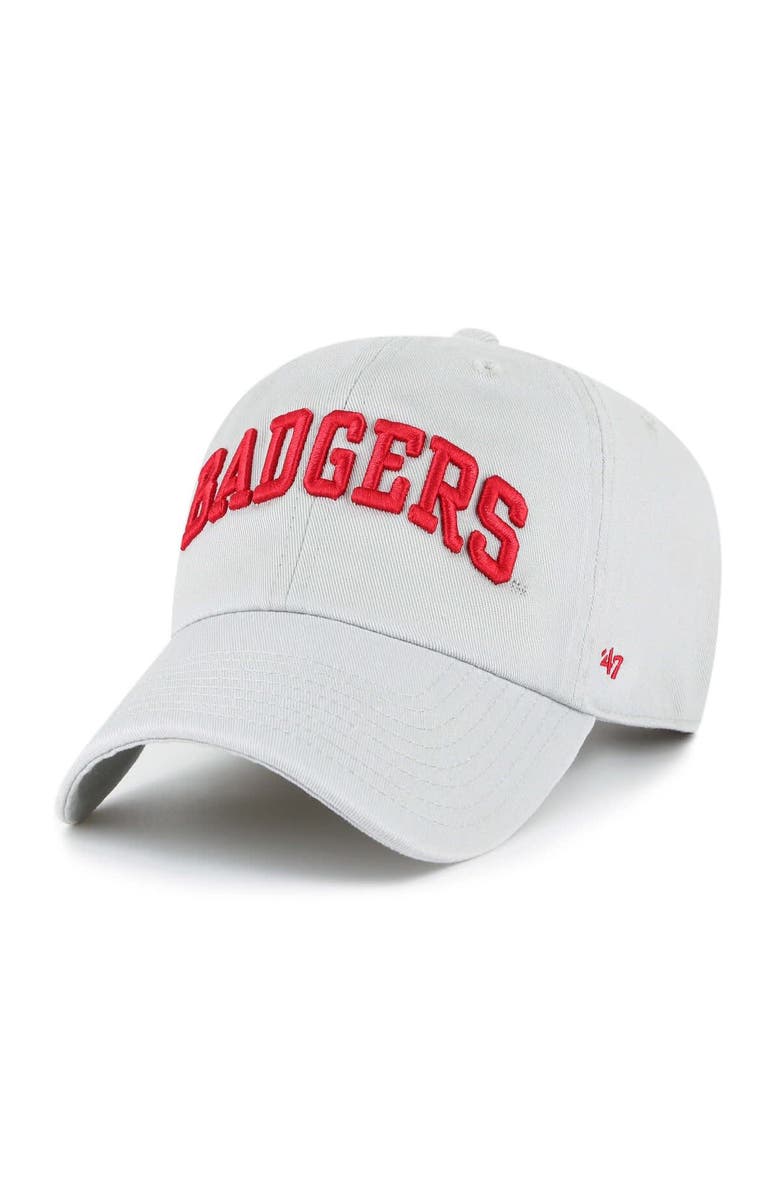 '47 Men's '47 Gray Wisconsin Badgers Vault Clean Up Adjustable Hat, Main, color, 