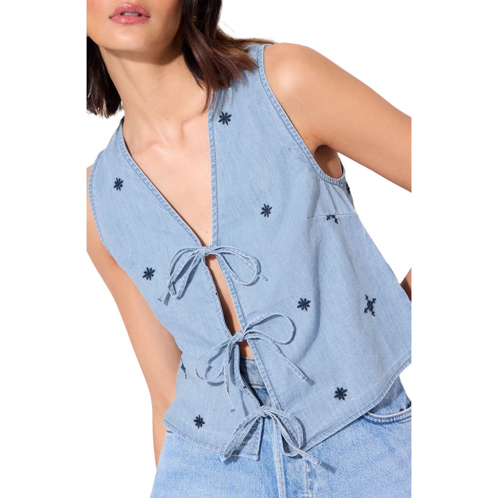 Friends Like These Embroidered Chambray Vest in Blue  product