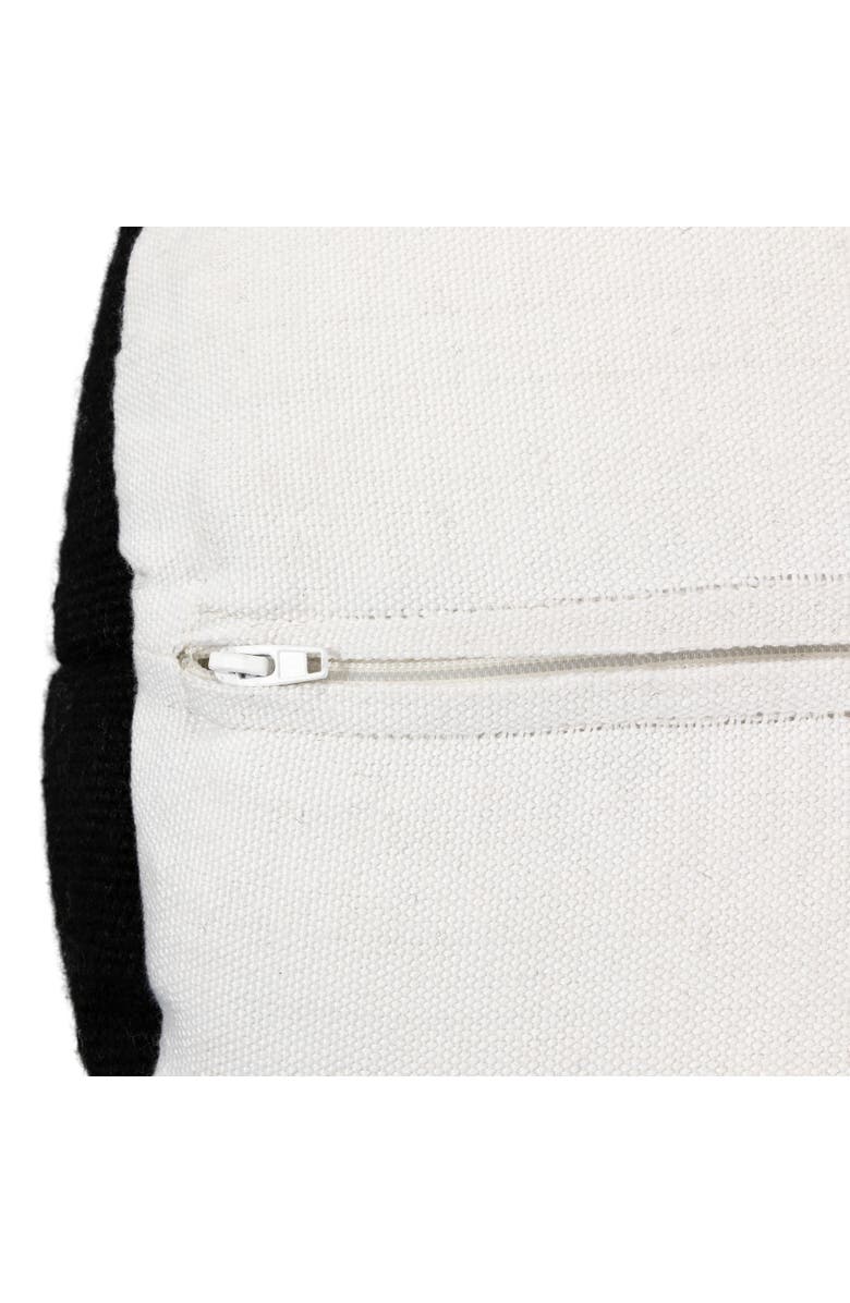 Northlight 18" Black and White Striped Outdoor Woven Pouf Ottoman, Alternate, color,