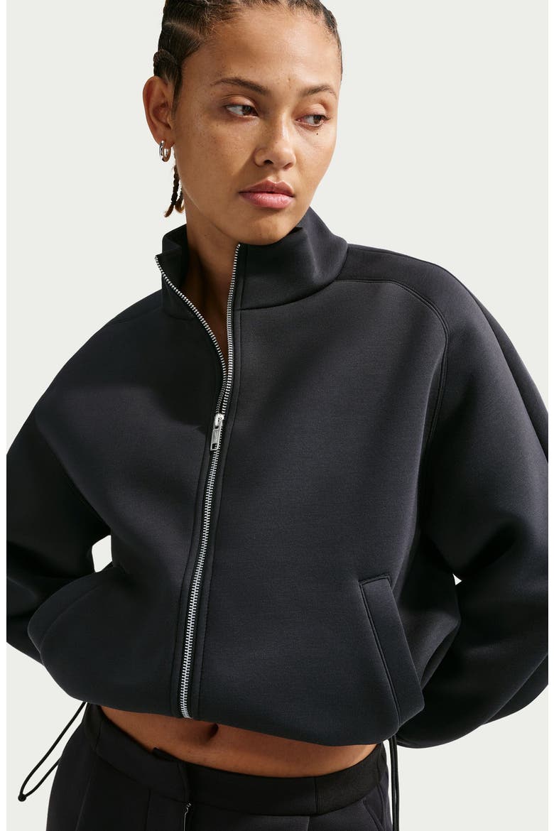 Pregame Fleece Oversized Track Jacket, Alternate, color, 010 BLACK/BLACK