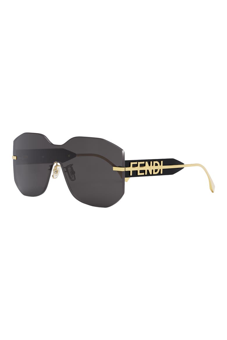 'Fendigraphy Geometric Sunglasses, Alternate, color, SHINY ENDURA GOLD / SMOKE