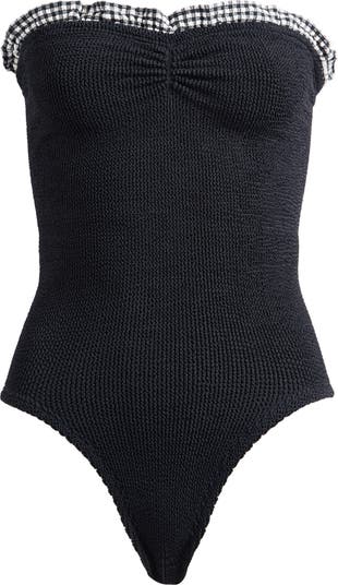 Hunza G Dolly Strapless Seersucker One-Piece Swimsuit