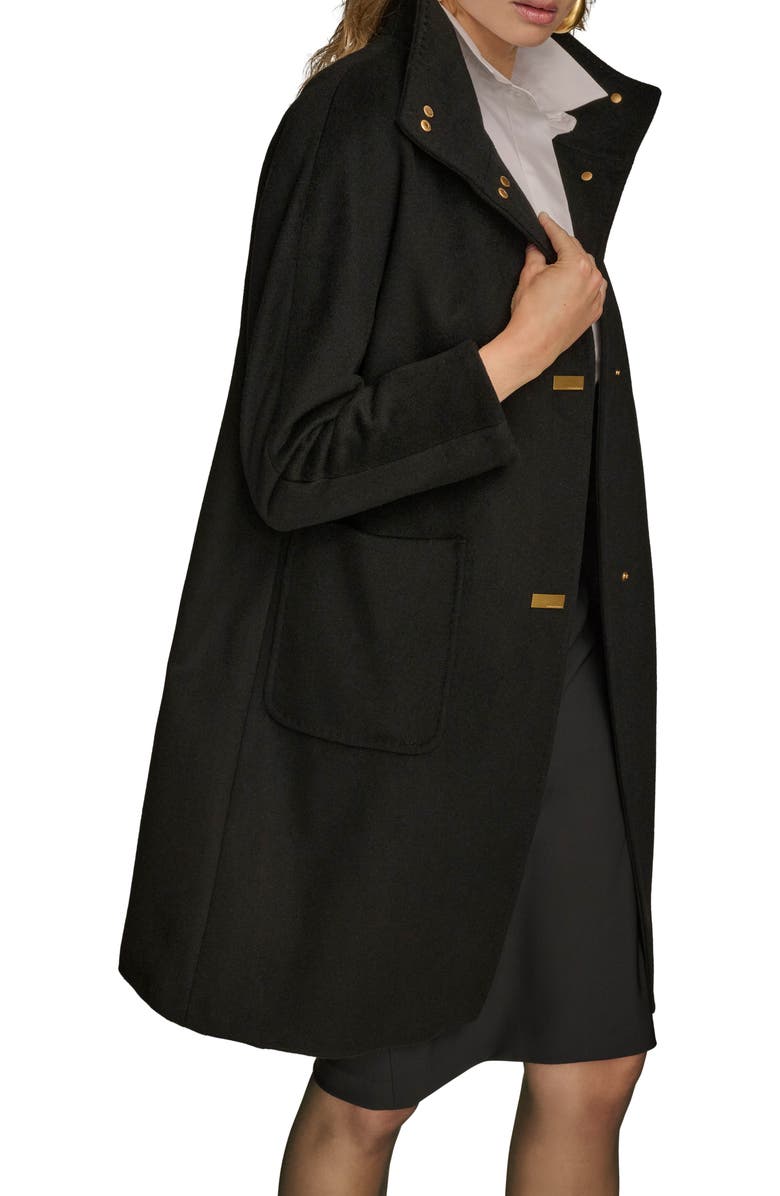 Donna Karan New York Convertible Collar Wool Blend Coat, Alternate, color, Ebony