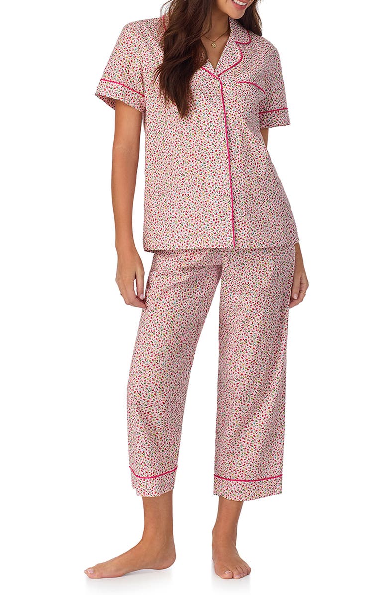 BedHead Pajamas Print Organic Cotton Jersey Crop Pajamas, Main, color, 