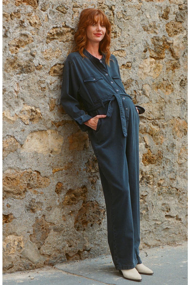 The Drapey Denim Jumpsuit, Alternate, color, True Indigo