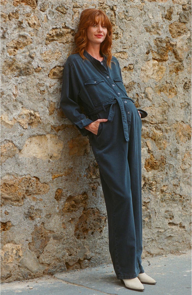 HATCH The Drapey Denim Jumpsuit, Alternate, color, True Indigo