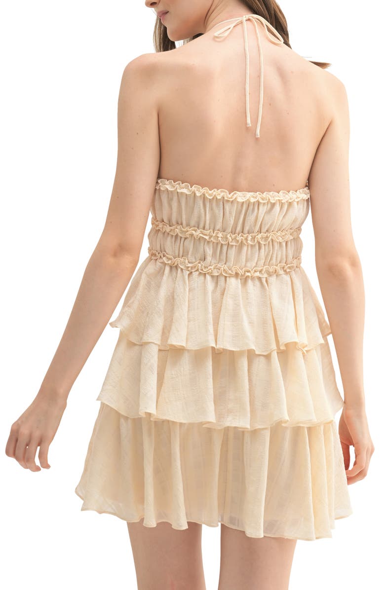 Halter Neck Ruffle Tiered Minidress