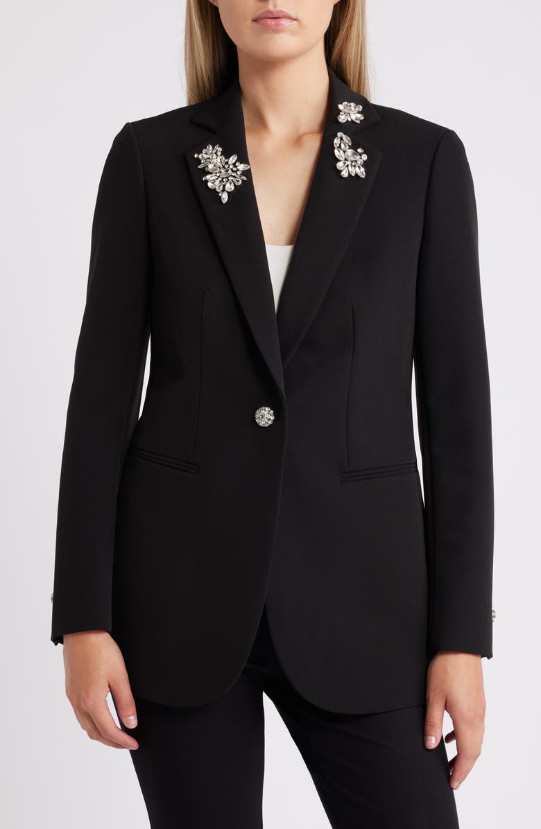 Anne Klein Embelished Stretch Knit Jacket, Main, color,