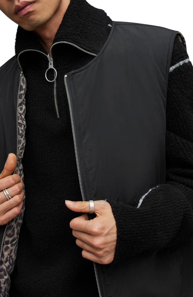 AllSaints Underground Reversible Leopard Print Vest, Alternate, color,