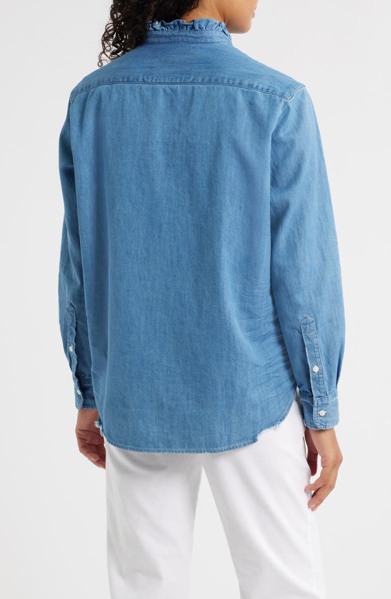 Frank & Eileen Ruffle Collar Relaxed Button Up Shirt, Alternate, color, Vintage Stonewashed Indigo