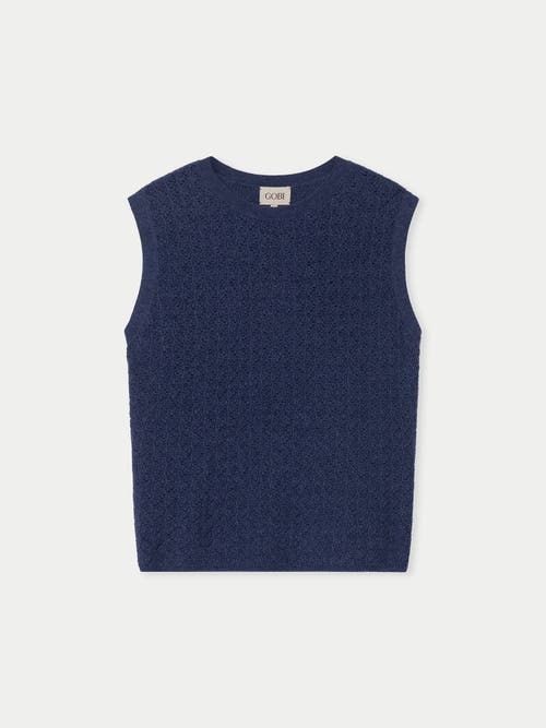 Gobi Cashmere Ajour Knit Crewneck Cashmere Vest in Crown Blue at Nordstrom, Size X-Small