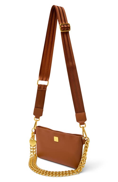 Think Royln Fame Croc Embossed Leather Crossbody Bag In Brown