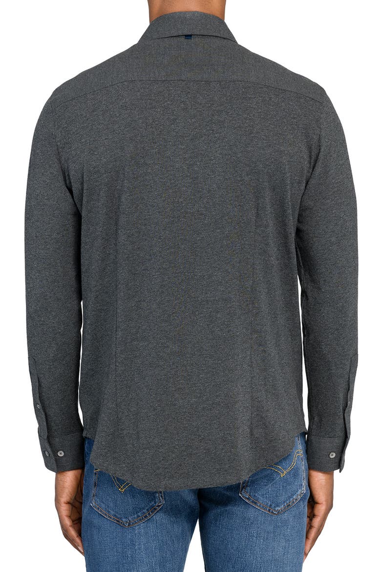 Reworked Slim Fit Heathered Charcoal Grey Cotton Button-Up Shirt, Alternate, color, CHARCOAL