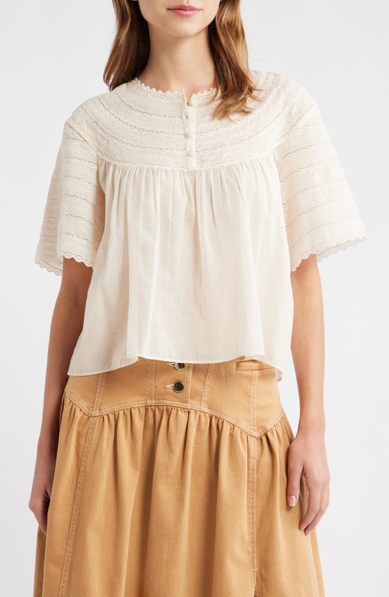 LOVE THE LABEL Katrina Embroidered Top, Main, color, White Swan