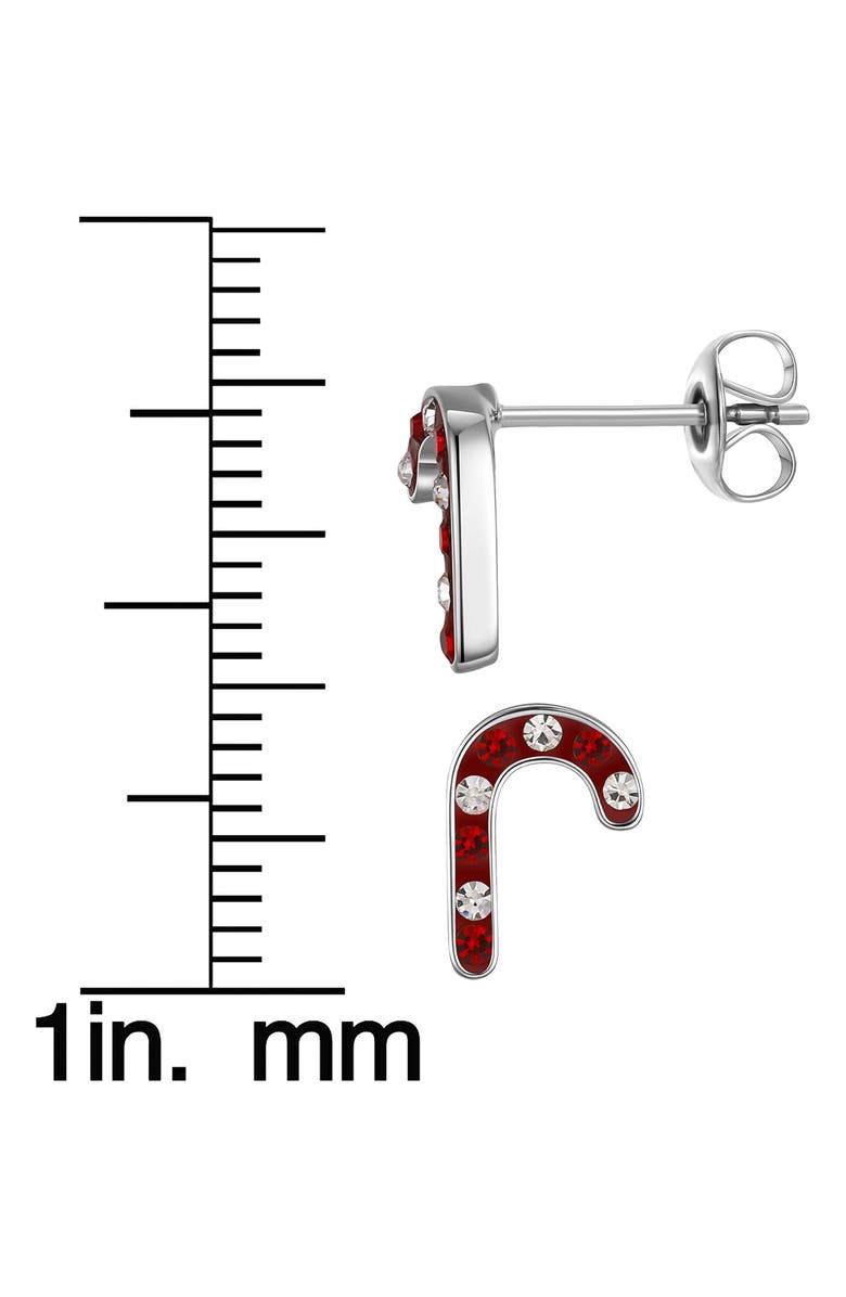 Lily Nily Kids' Crystal Candy Cane Stud Earrings, Alternate, color, Red