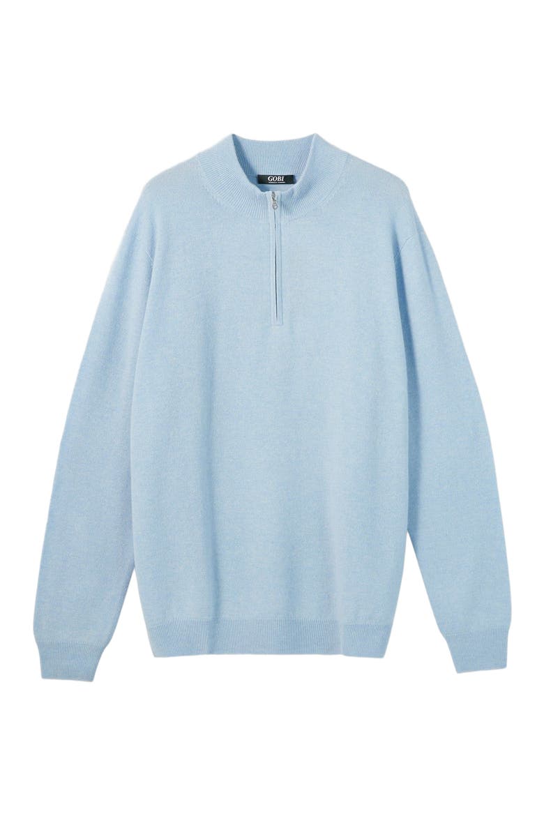 Essential Half-Zip Cashmere Sweater, Alternate, color, light blue