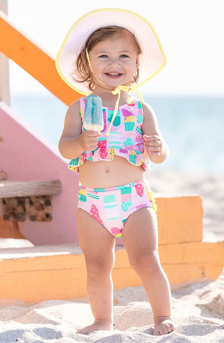 RuffleButts Kids' Ice Cream Social Two-Piece Swimsuit, Alternate, color, Pink