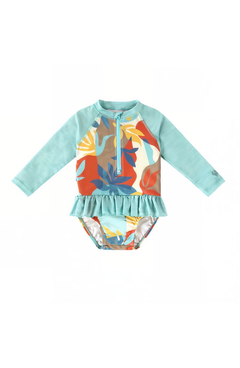 UV Skinz Long Sleeve Ruffled Swim Suit, Main, color, 