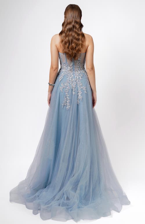 Bariano Emmy Strapless Ball Gown In Blue