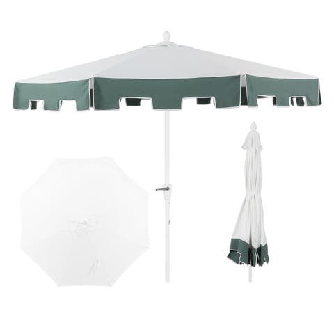 Baiona Coastal Octagon Aluminum Market Outdoor Patio Umbrella with Crank Lift and Tilt, UV-Resistant Square Trim Canopy