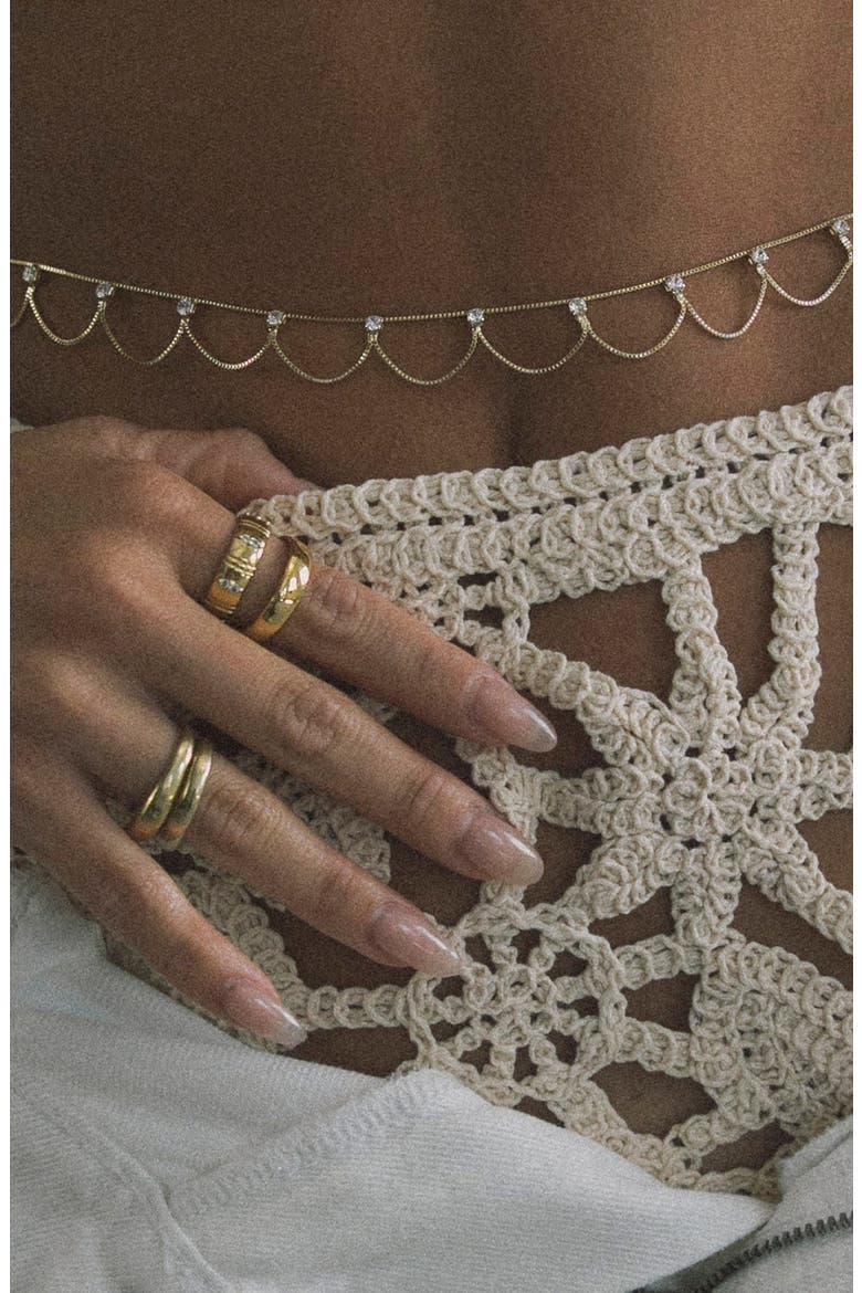 Bad Romance Cubic Zirconia Belly Chain, Alternate, color, GOLD