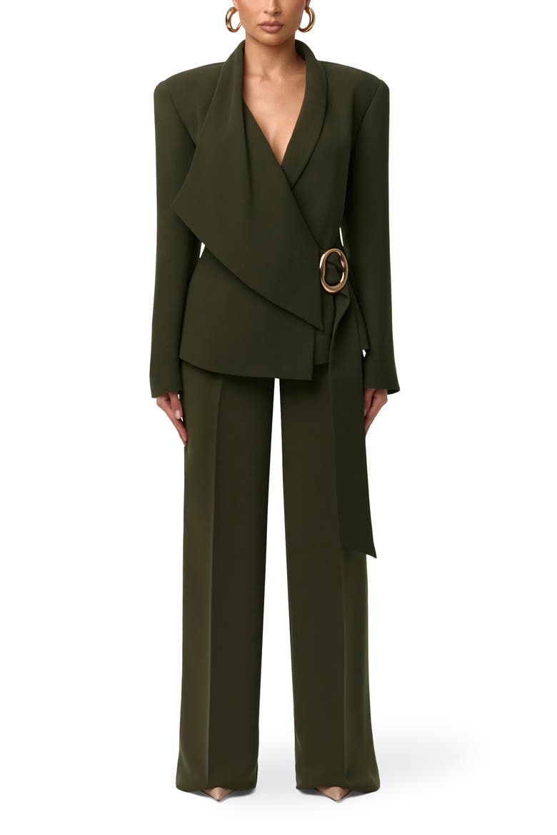 Asymmetric Wrap Blazer, Alternate, color, FOREST NIGHT
