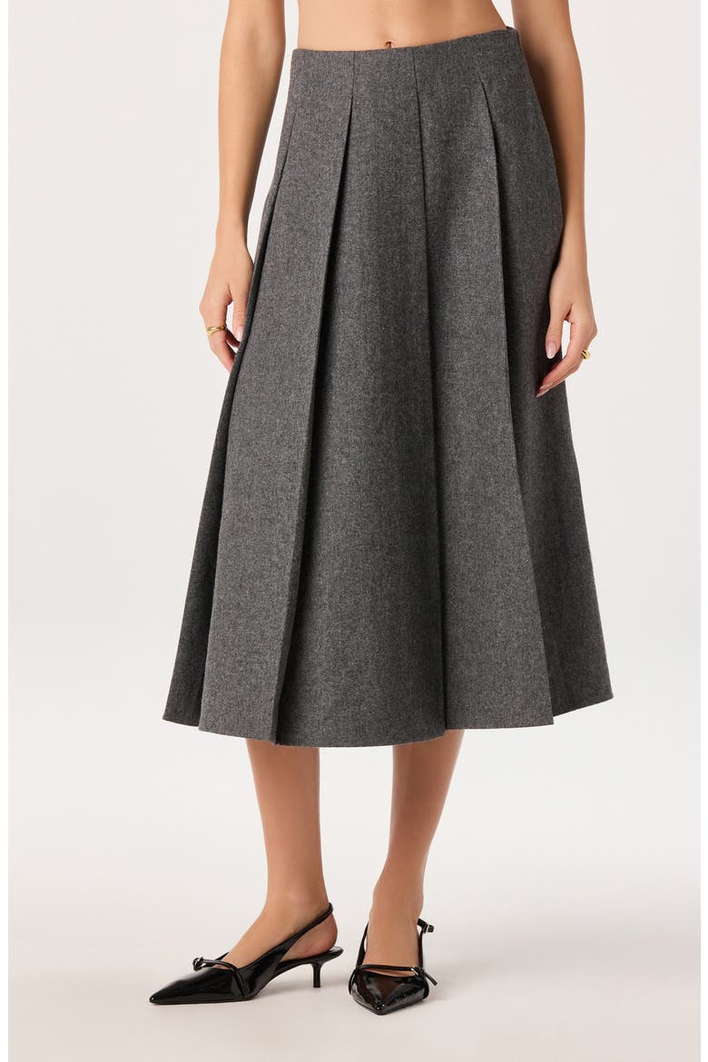 Kelsie Pleated Wool Blend Midi Skirt, Alternate, color, CHARCOAL