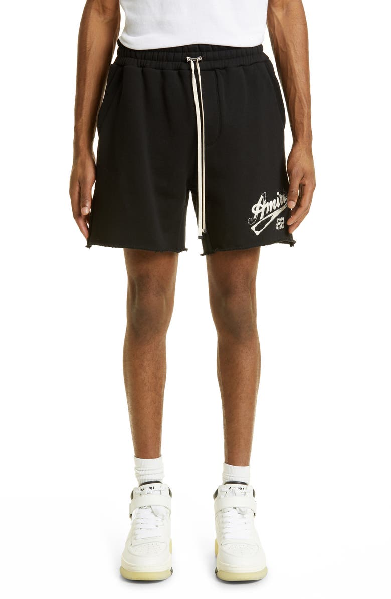 AMIRI Embroidered '22 Logo Sweat Shorts, Main, color, 