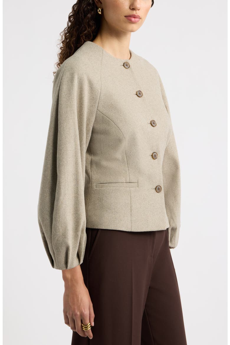 Collarless Sculpted Jacket, Alternate, color, BEIGE HEATHER
